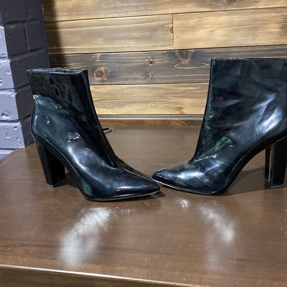 Jessica Simpson Teddi Patent Side Zip Pointed Toe Heeled Ankle Boots Size 9.5 - Picture 7 of 12